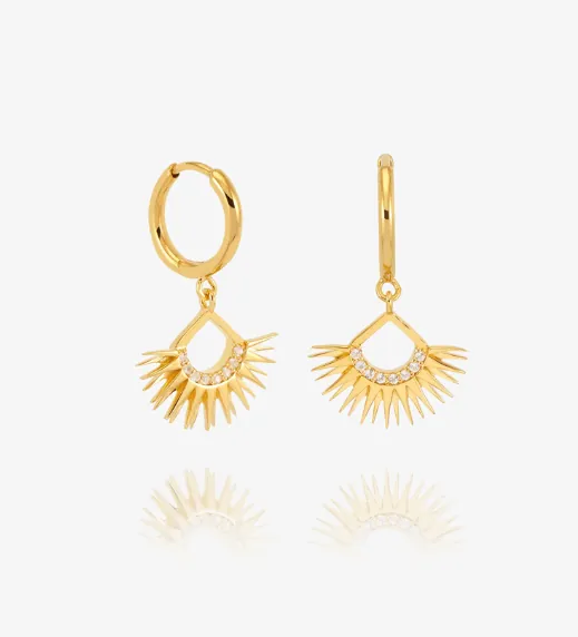 Rising Sun Huggie Hoop Earrings